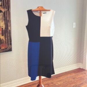 Tommy Hilfiger Black, Blue, and White Midi Dress